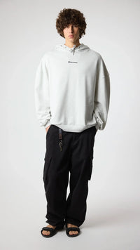 SUDADERA CON CAPUCHA CLEAN LIGHT GREY MELANGE
