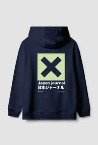 SUDADERA CON CAPUCHA JOURNAL AZUL MARINO