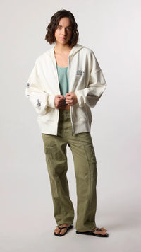 SUDADERA CON CAPUCHA FULL ZIP RANDOM BLANCO ROTO
