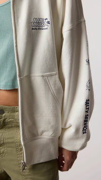 SUDADERA CON CAPUCHA FULL ZIP RANDOM BLANCO ROTO